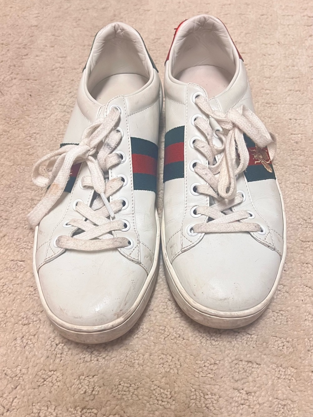 Gucci White Leather Low-Top Sneakers